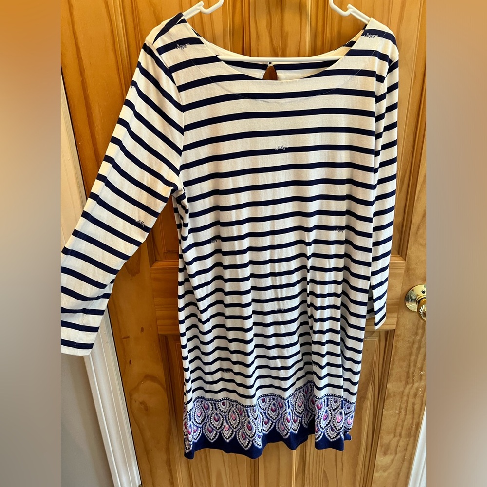 Lilly Pulitzer Navy Blue and White Striped Dress